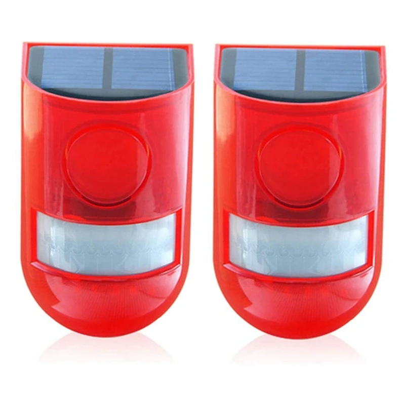 

2 Pcs Solar Light Rechargeable Waterproof LED Sound Alarm Garden with Motion Sensor, Outdoor Flash for Home Use