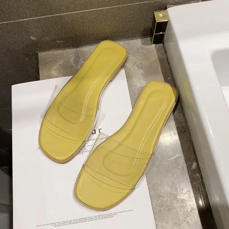 

Новинка лета 2023, женские сандалии на плоской подошве, прозрачные тапочки, модная сексуальная женская повседневная обувь с открытым носком