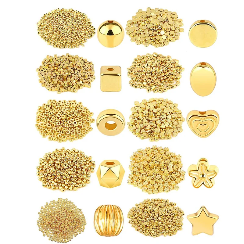 

1500 шт., круглые золотые бусины, изготовление ювелирных изделий, свободные бусины для самостоятельного изготовления браслетов, ожерелий, серег