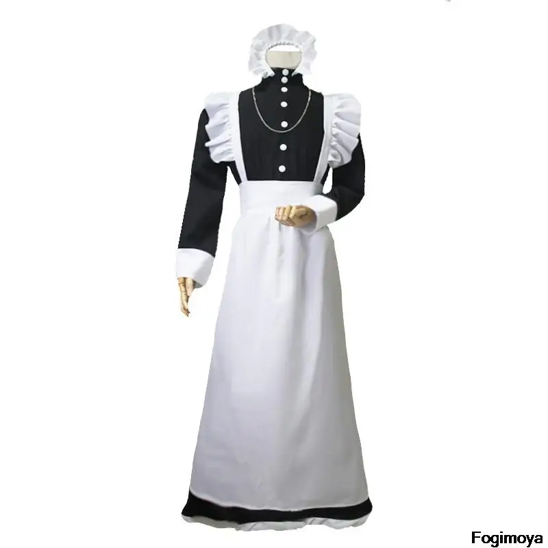 

Men Women Crossdresser Sissy Maid Outfit Long Black White Apron Dress Housekeeper Uniform Anime Halloween Cosplay Costume