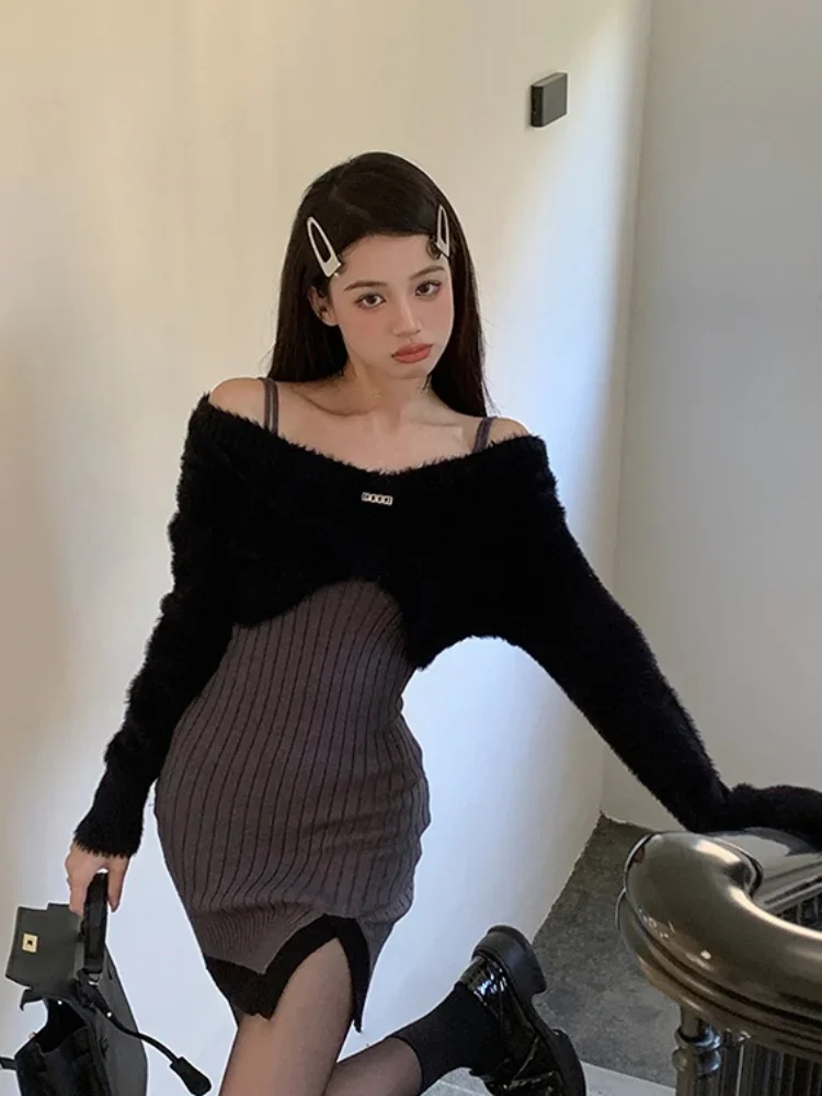 Женский трикотажный комплект из двух предметов элегантный свитер с длинным