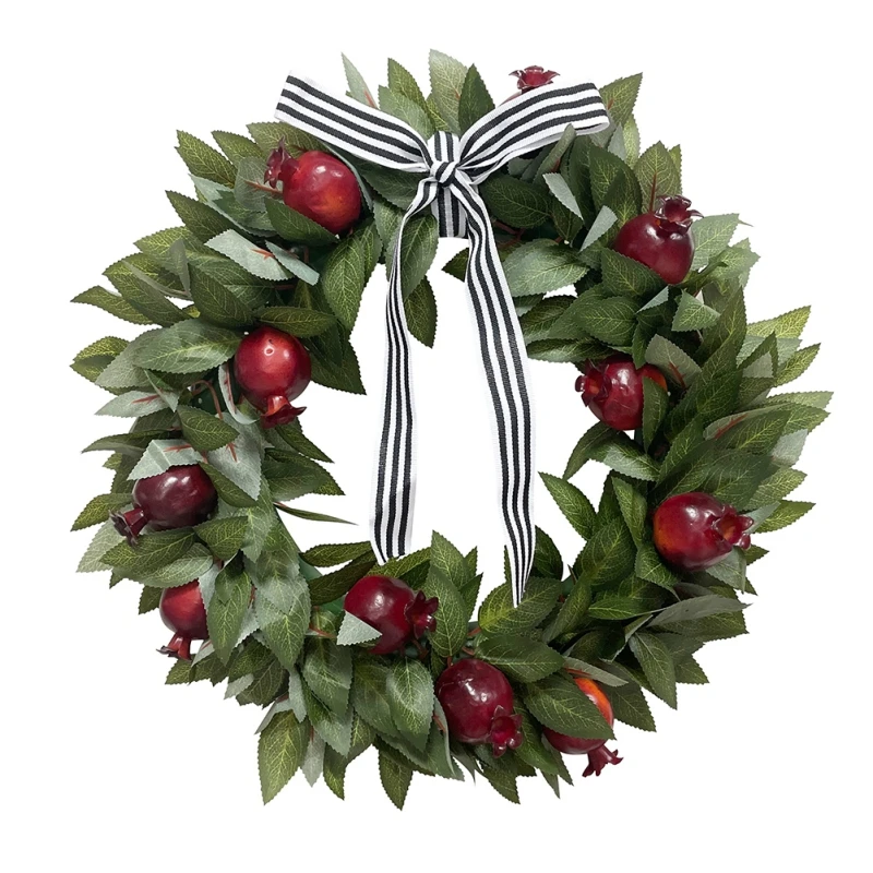 

Fall Wreaths Pomegranate Rustic Thanksgiving Day Decor for Front Door Artificial Fall Harvest Decorations Spring Green Garlands