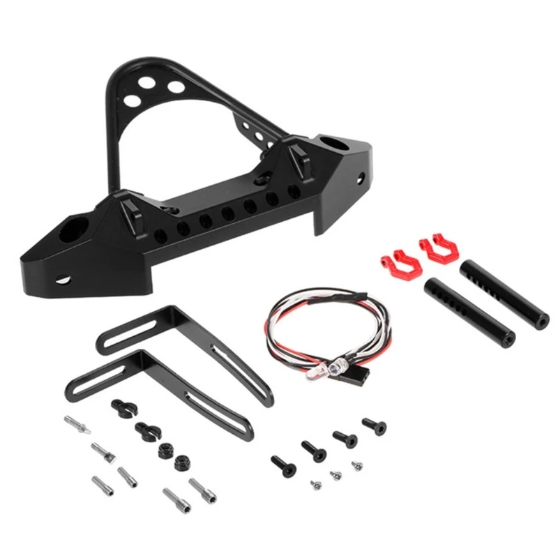 

RC Front Bumper with Led Lights, Tow Hooks for Climbing Crawlers Metal Parts