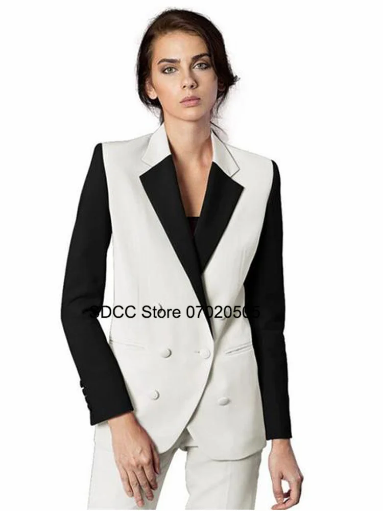 Women's 2 Piece Set Suit Slim Fit Double Breasted Lapel Dress Wedding Party Lady Blazer Jacket + Pants بذلات بليزر نسائية
