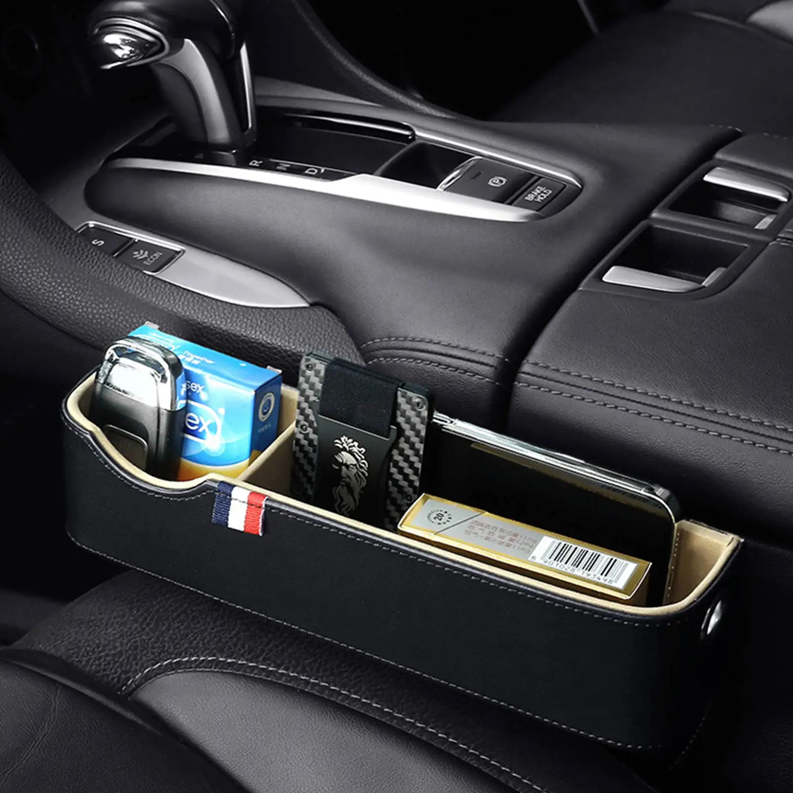 

Leather Car Seat Gap Filler Universal Car Seat Gap Pockets Console Organizer Multi-Functional Crevice Storage Box Interior