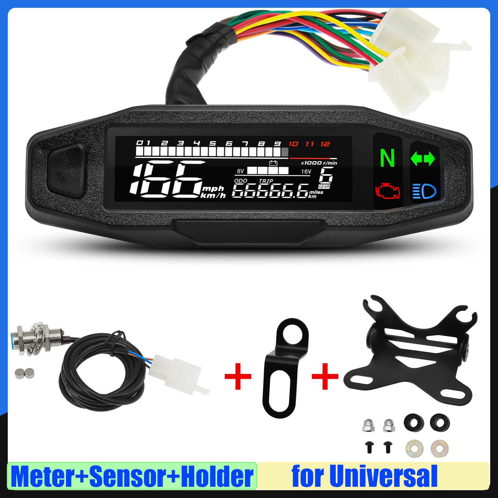 

Приборная панель мотоцикла, спидометр, ЖК-дисплей, тахометр, цифровые измерители, приборная панель, указатель поворота, световой индикатор на заказ