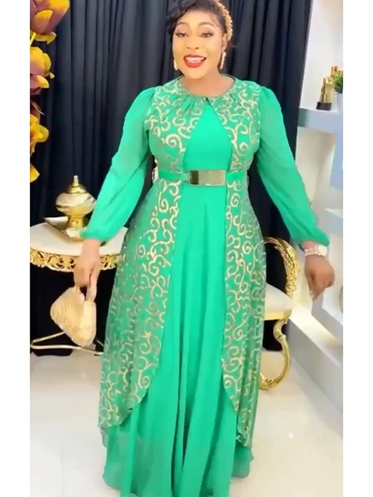 

Long African Dress Women Full Sleeve O Neck High Waist Robes Autumn New Print Patchwork Office Lady Party African Dress Vestidos