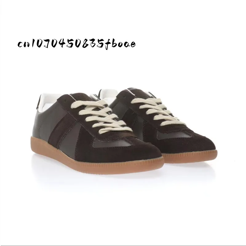 

Men's and women's retro German training shoes Leather lovers versatile multi-color flat soled sports lovers casual skates