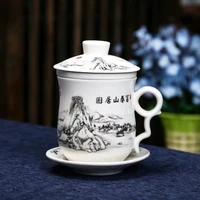 blue and white porcelain office teacups with lid filter creative ceramic hand painted water cups household drinkware gifts