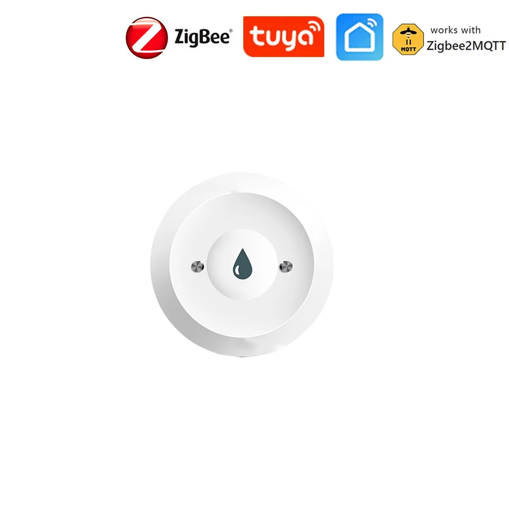

Tuya Zigbee 3.0 Датчик воды Сигнализация Детектор утечки воды Оповещение о наводнении Система охранной сигнализации при переполнении работает с приложением Smart Life Z2M
