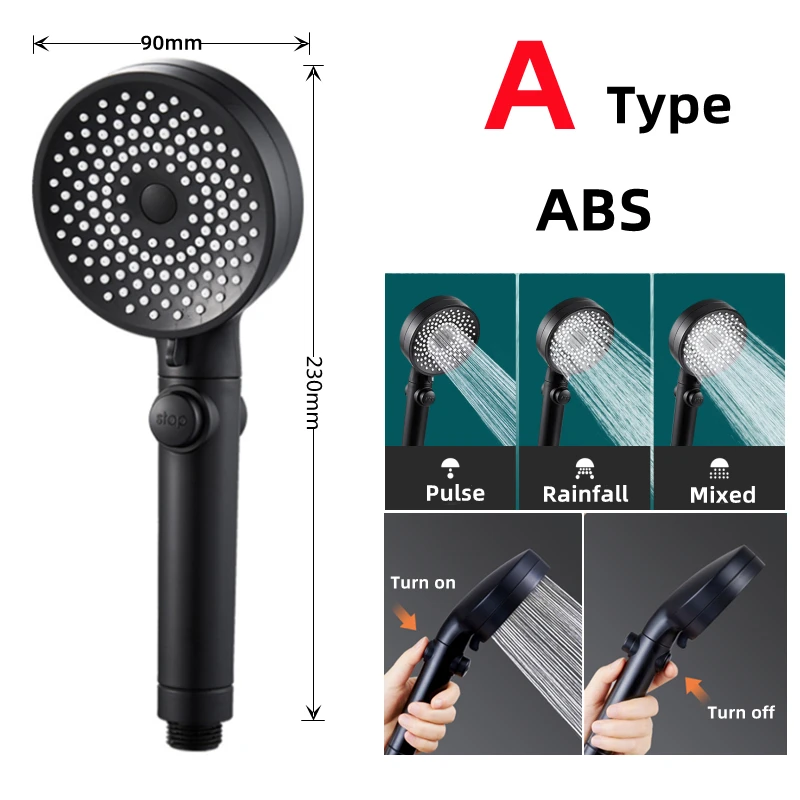 Ручная насадка для душа водосберегающая черная Дождевого ванной комнаты аэратор