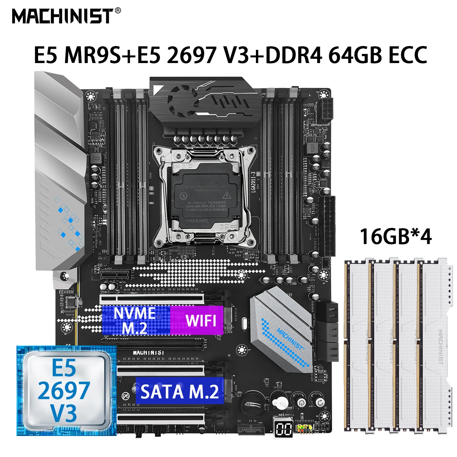 

Набор MACHINIS E5 MR9S материнская плата LGA 2011-3 с комплектом Xeon E5 2697 V3 процессор ЦПУ 4 шт. * 16 Гб DDR4 ECC Память ОЗУ NVME M.2 SATA