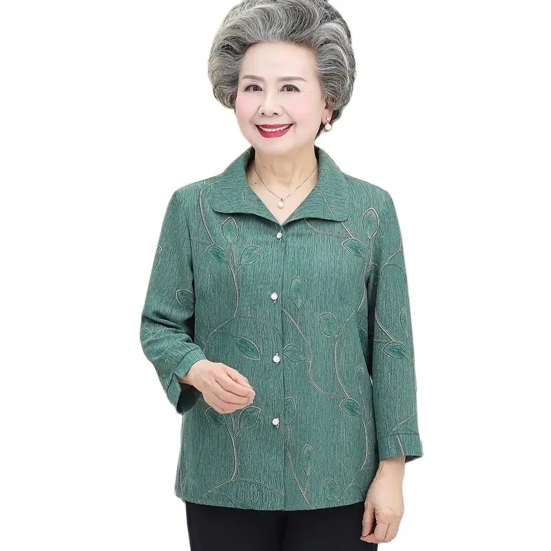 Кардиган для пожилых женщин рубашки Новинка весна-лето 2023 Повседневная Блузка