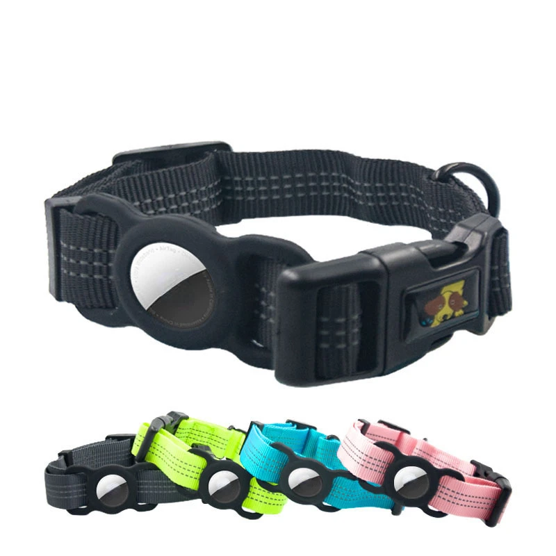 

Fashion Dog Collar With Apple Airtag Case Nylon Pet Collar Reflective Soft Anti-lost Tracking Collar Dog Supplies Suit For Dog