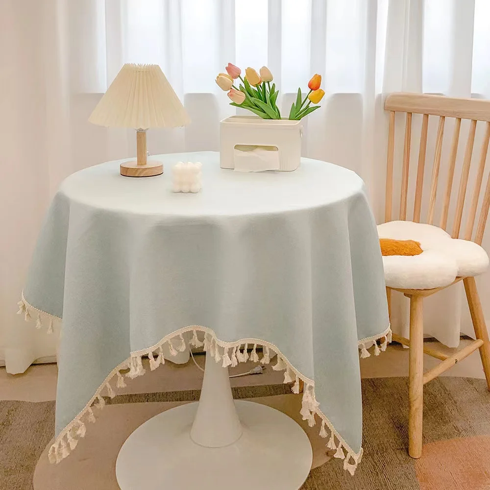 

Table cloth, milk tea colored tassel, book cloth, cotton and linen cloth, light and luxurious atmosphere LQDAN144