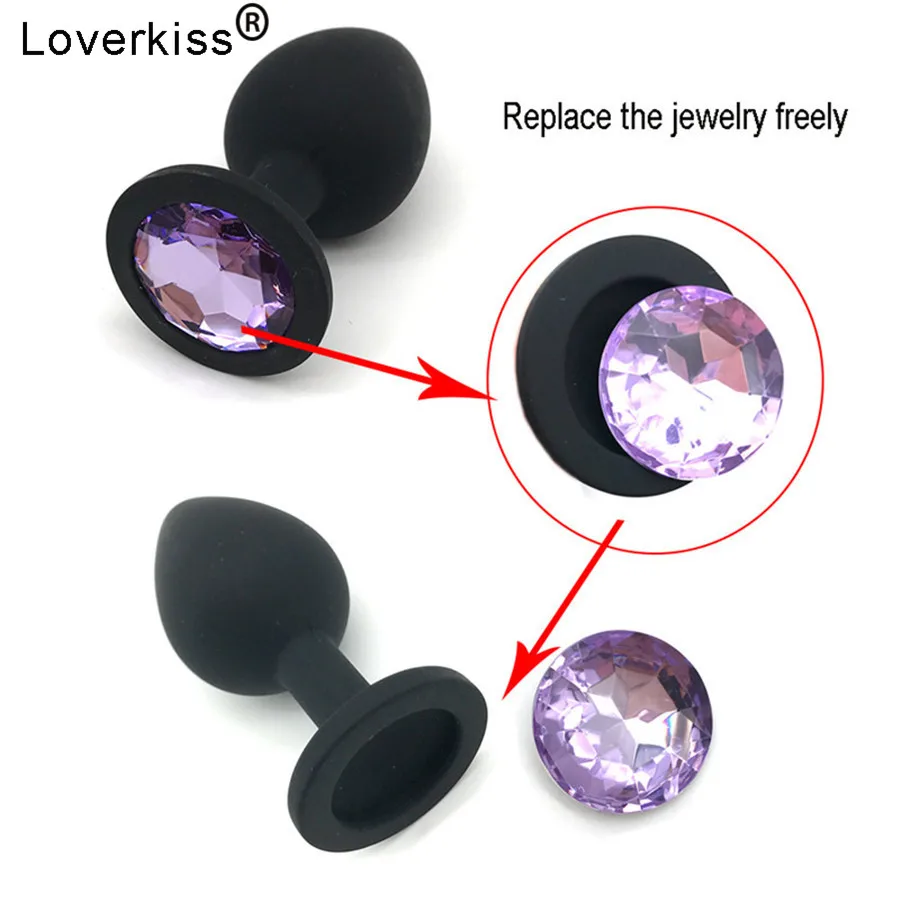 Анальная пробка с кристаллом силиконовая гладким прикосновением секс-игрушки