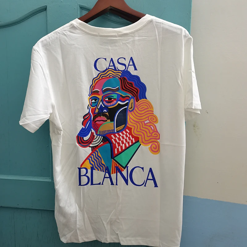 

23SS Oversized Men Women 1:1 Couples Cotton T Shirt Casablanca High Quality Urban Racing Pattern Printed T Shirt