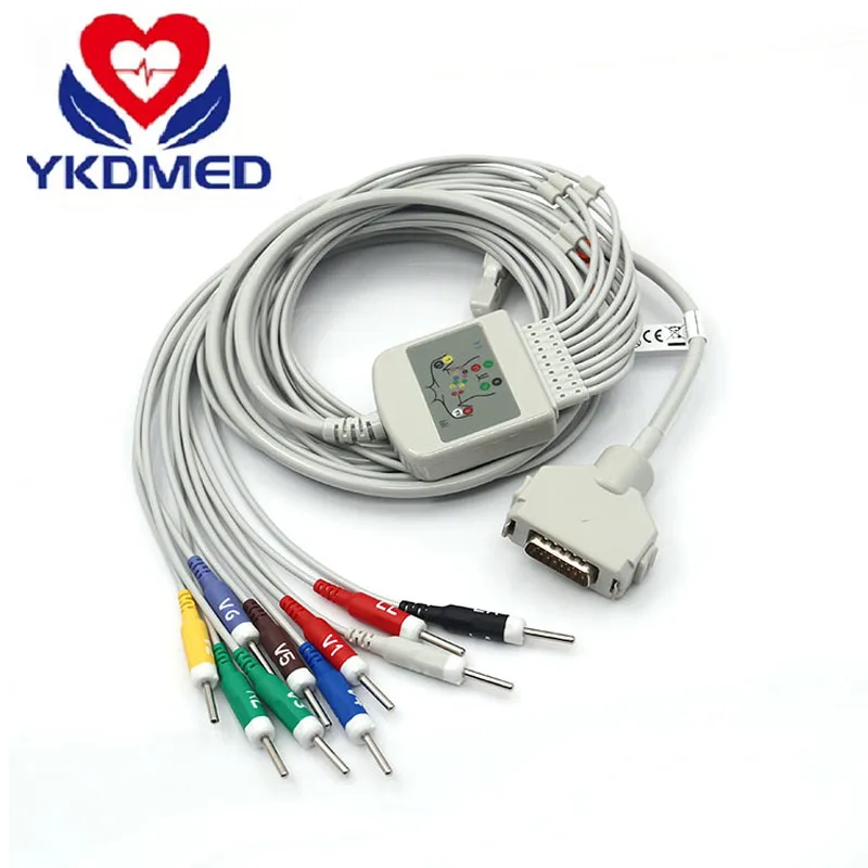 3PCS/Lot Fukuda Denshi FX-7102 EKG Cable CardiMax FX-7101 FX-7202 FX-7402 FX-2111 FCP-2155 with 10Lead ECG Cable IEC Din 3.0
