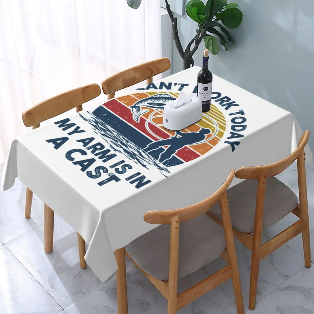 

Rectangular Waterproof Oil-Proof Fisherman Fishing Tablecloth Backing Elastic Edge Table Covers Fish Angler Gift Table Cloth