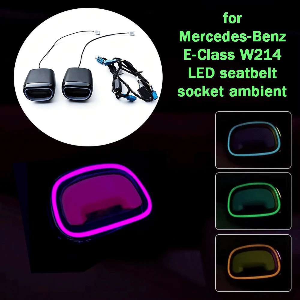 Фото для Mercedes-Benz C/GLC/E-Class W206 X254 W214 светодиодная подсветка замка ремня безопасности, 64 цвета, светодиодная подсветка для пряжки ремня безопасности №1