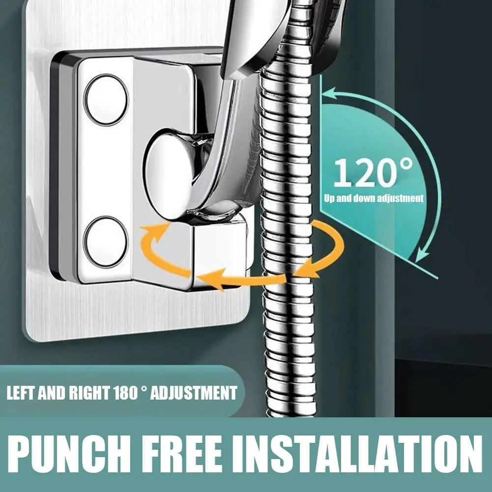 

Adjustable Hand Shower Holder Aluminum Punch Free Wall Head Seat Mounted Shower Bathroom Bracket D2A0