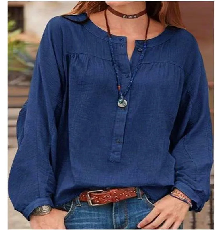 

Spring Autumn New Women's Tops Solid Color Long Sleeve Round Neck Shirts Tops Mujer
