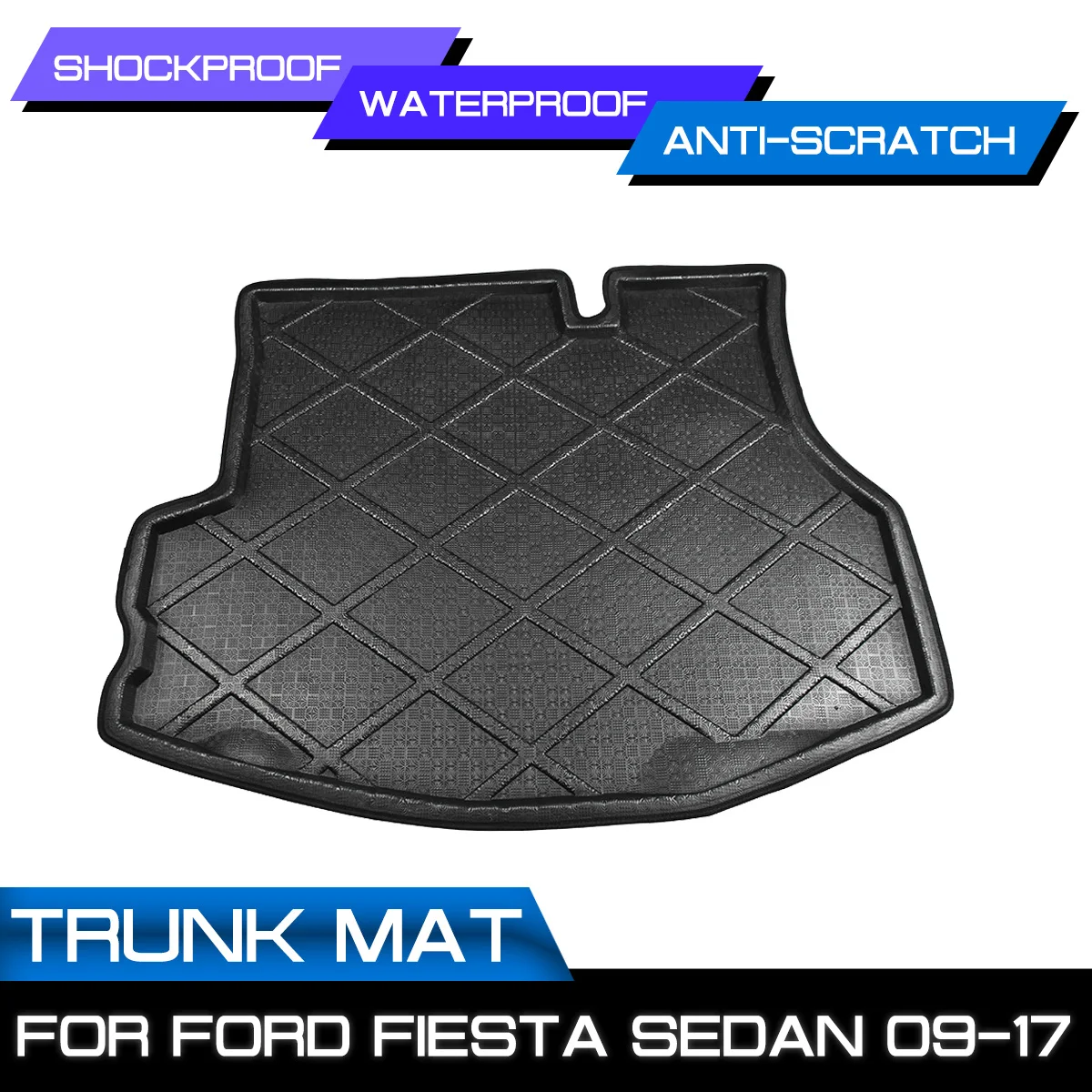 

Car Rear Trunk Boot Mat Waterproof Floor Mats Carpet Anti Mud Tray Cargo Liner For Ford Fiesta Sedan 2009-2017
