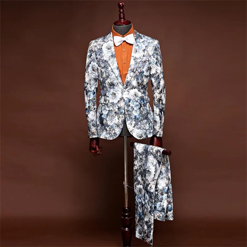 

National wind wedding suits for men blazer boys prom mariage suits fashion slim masculino latest coat pant designs Singer stage
