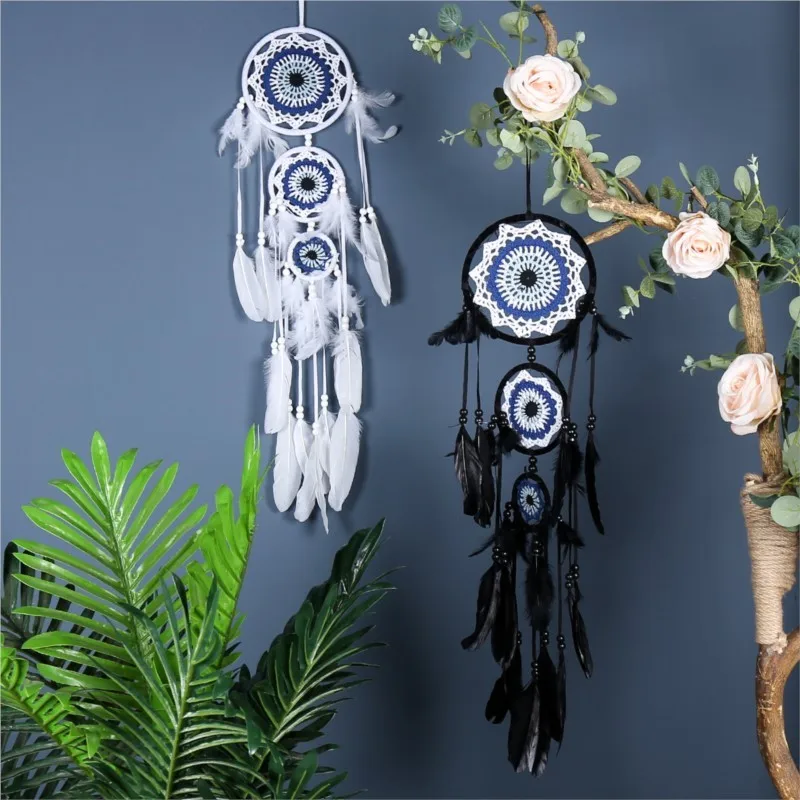 

Black Feater Handmade Dream Catcher Car Wall Hanging Craft Dreamcatcher Ornament Pendant Home Room Office Homestay Decor Gifts