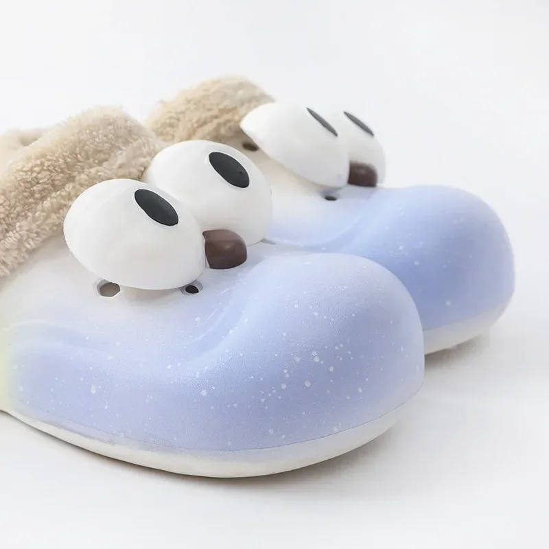 Модные хлопковые тапочки обувь с дырочками женские осенне-зимние милые теплые