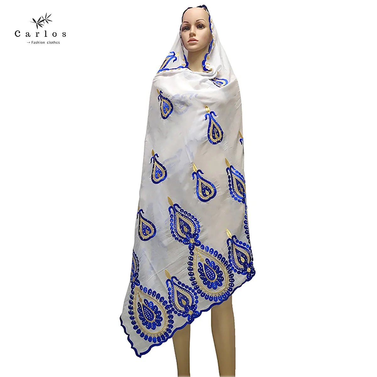 Лидер продаж 2022 мусульманский шарф большой размер 100% хлопковый Африканский