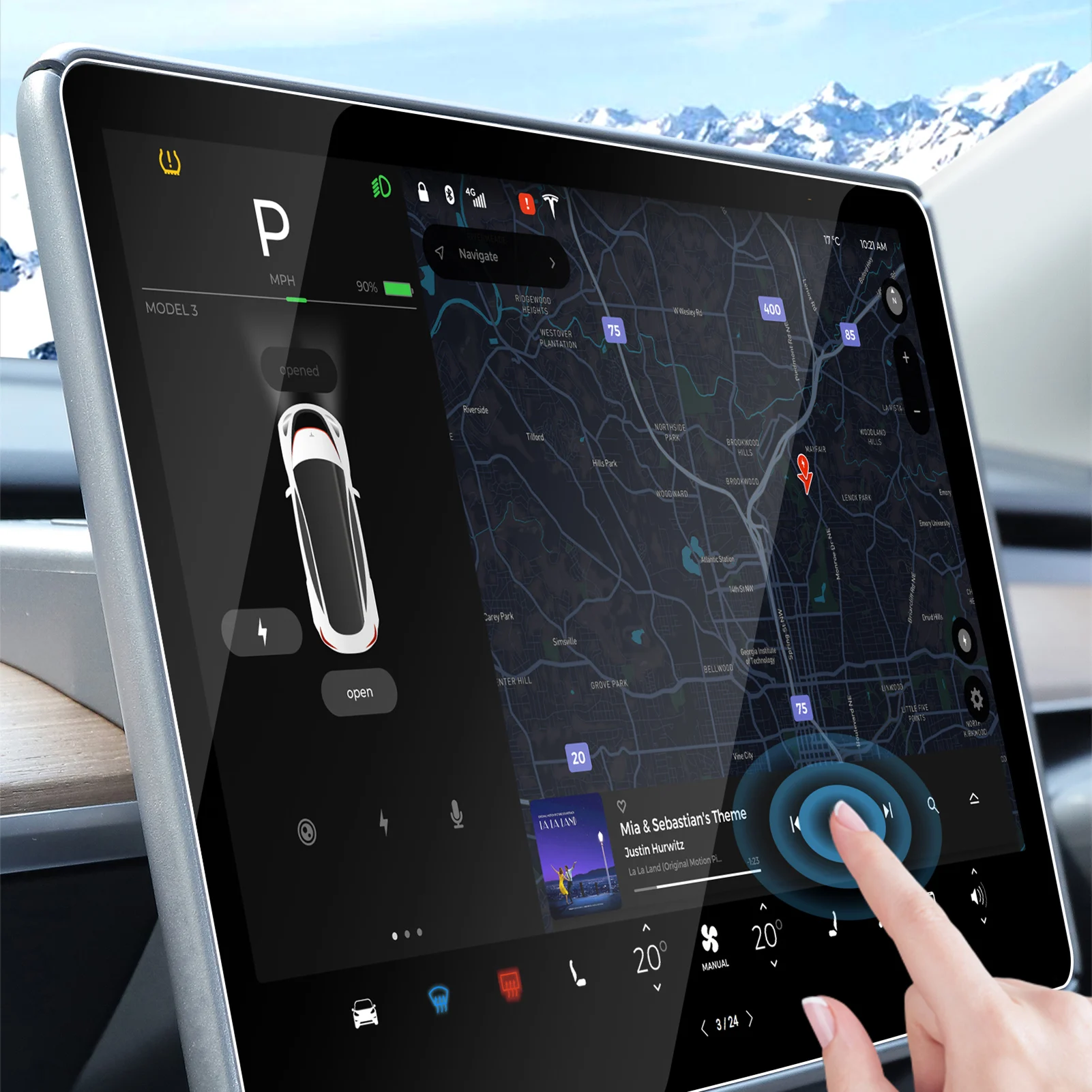 

For T esla Model 3 / Model Y Central Control LCD Player Protector HD Tempered Glass Car Navigation Touch Screen Protector Film