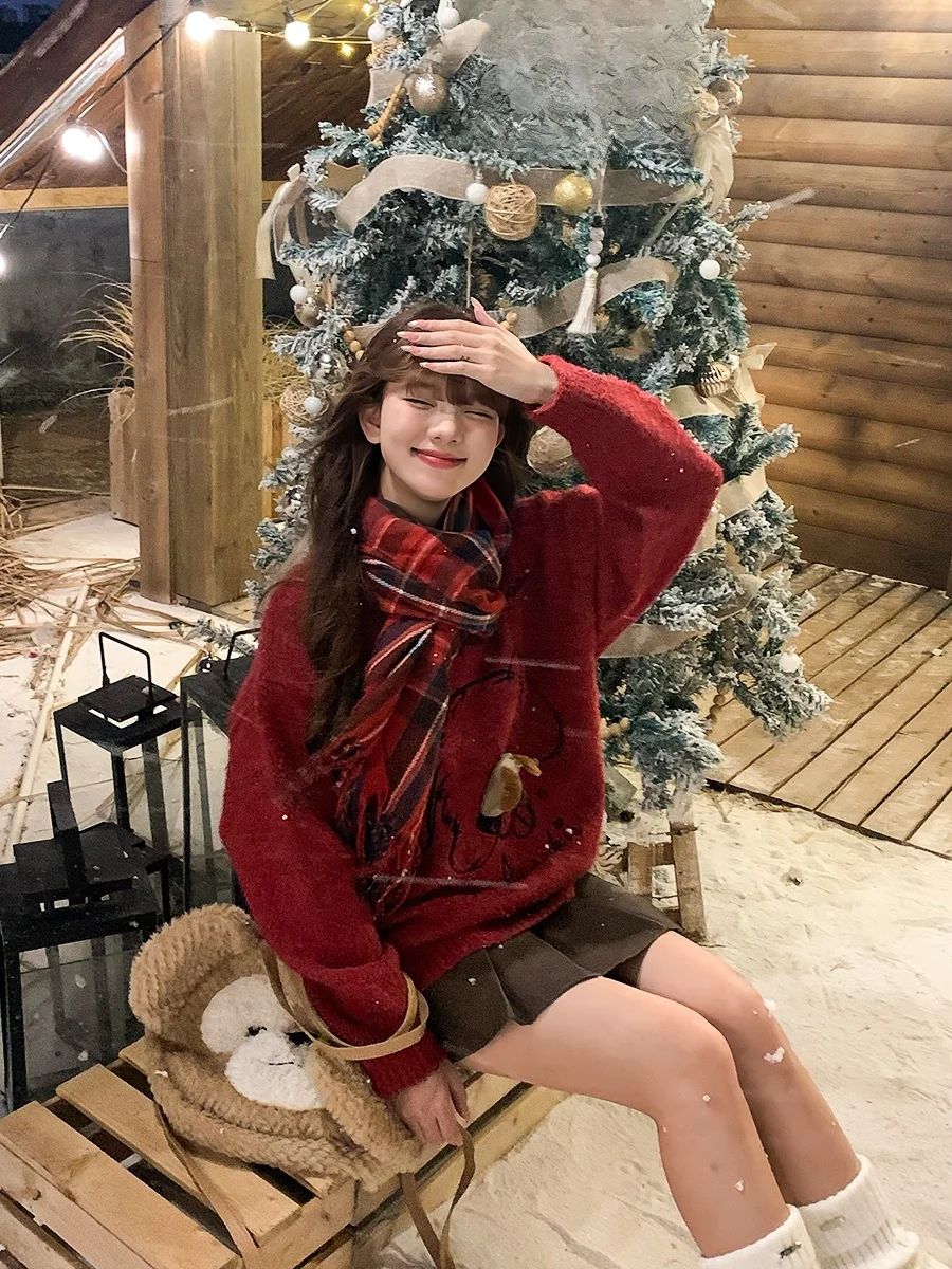 UFAD Ретро Idle Sle мультфильм трехмерный щенок пуловер с круглым вырезом свитер