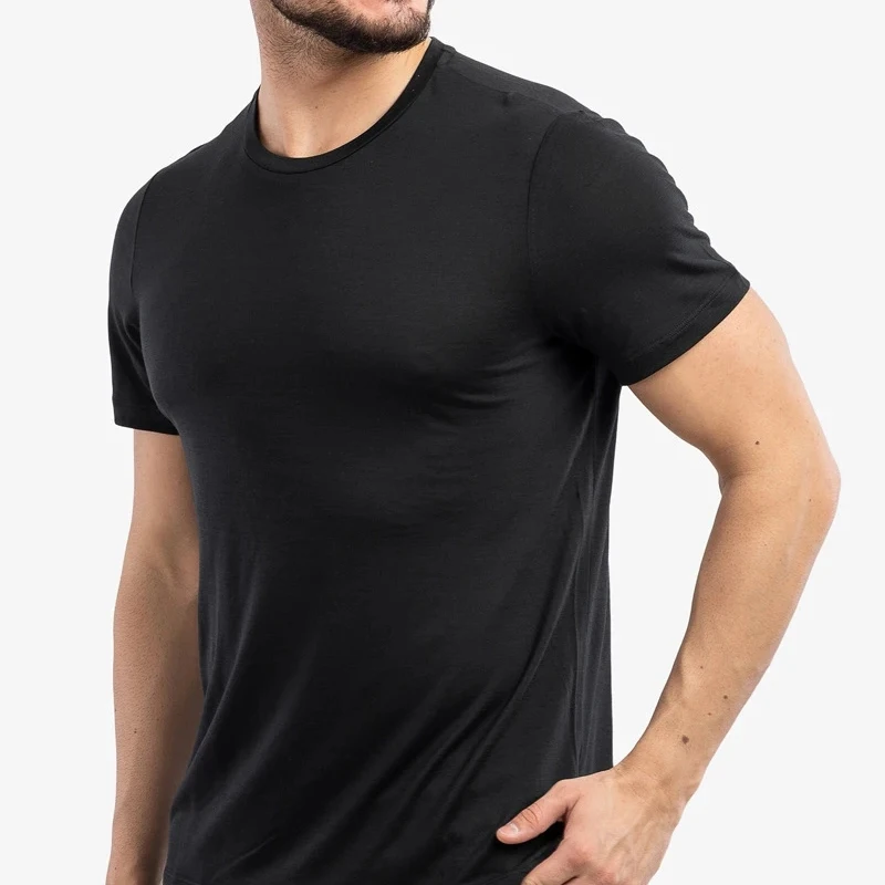 

Merino Wool Short Sleeve T-shirt for Men Quick Drying Washable Male Tshirt Clothes Outdoor Sports O-Neck Sweat Wicking Tees Tops