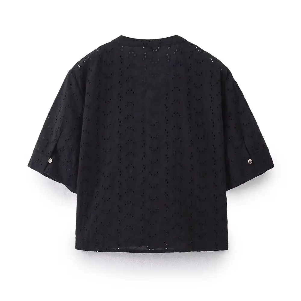 Рубашка Maxdutti с вырезами черные прямые штаны повседневные брюки минималистичный