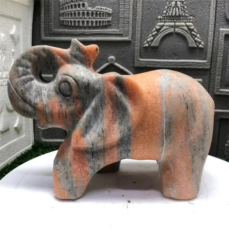 Статуя слона из натурального камня Sunstone хрустальное животное милая резьба