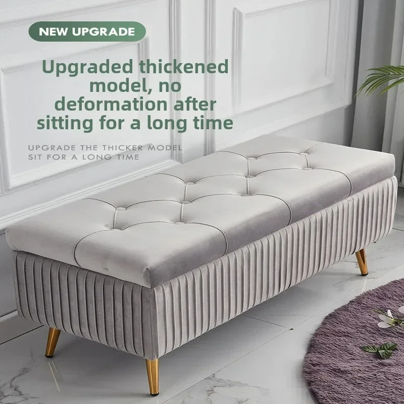 Оттоманская скамейка для хранения 42-дюймовая складная полиэстеровый табурет ног