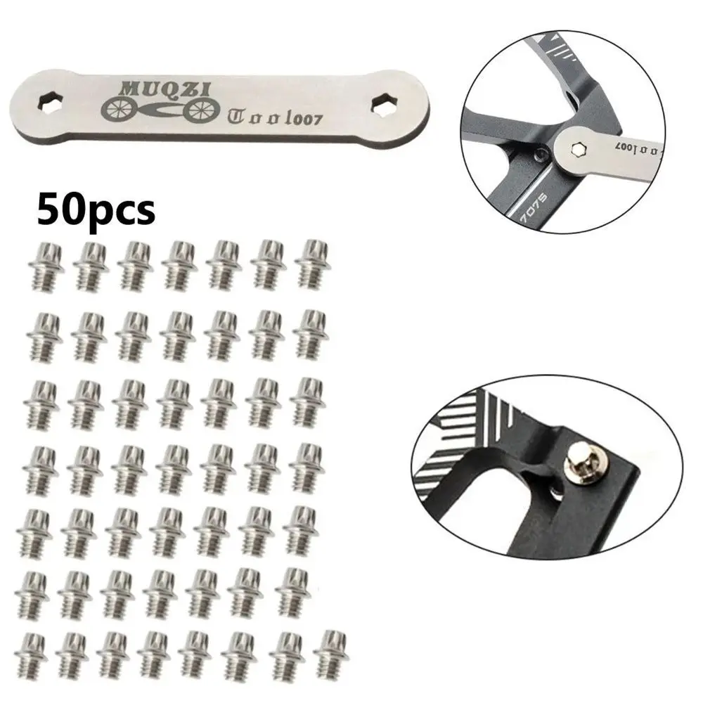 

50PCS Bicycle Parts with Wrench Bike Pedal Bicycle Pedal Screw Bike Pedal Bolts Bike Bolts Pin Pedal Skid-proof Studs