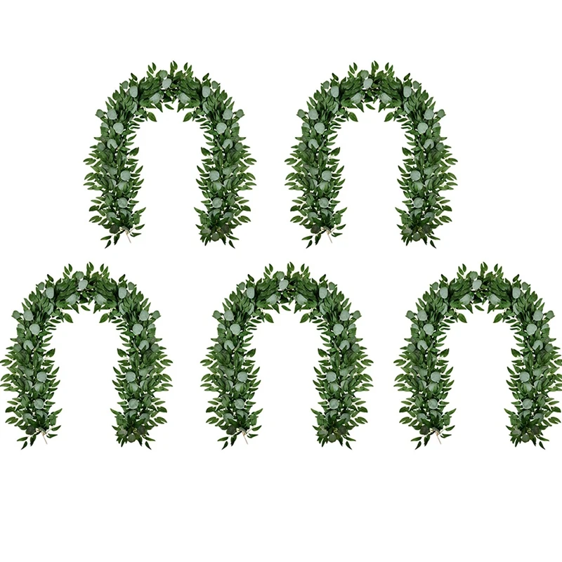 

5X Artificial Eucalyptus And Willow Vines Faux Garland Ivy For Wedding Backdrop Arch Wall Decor Table Runner Vine
