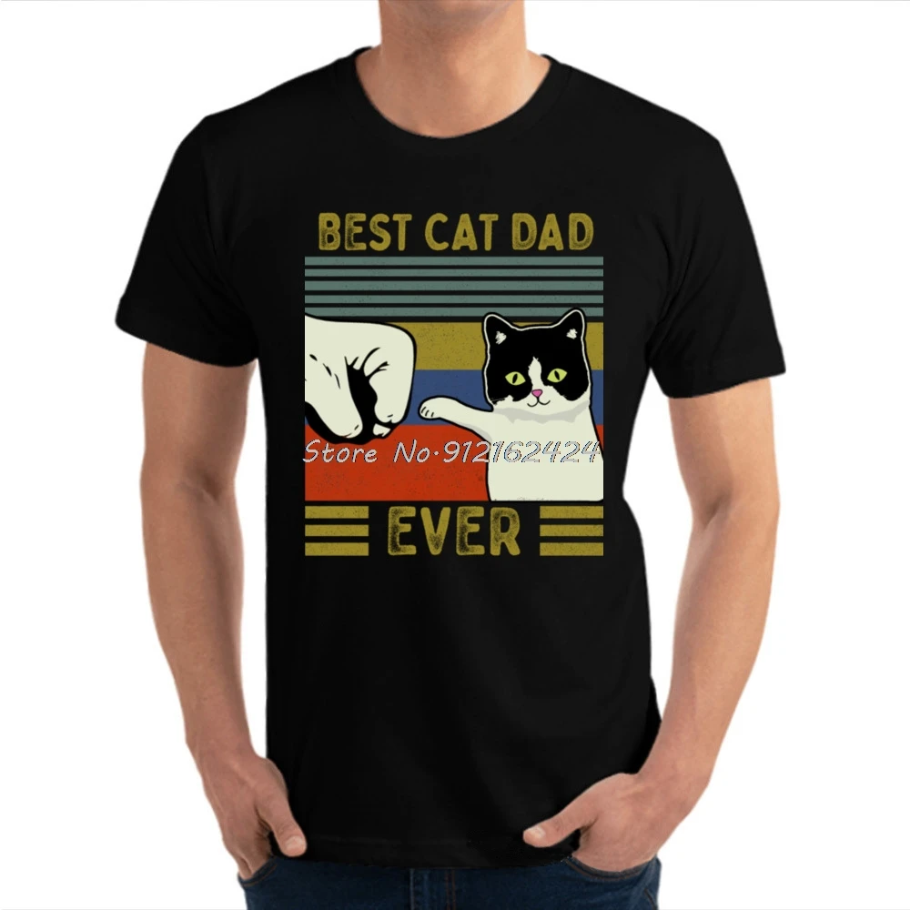 

Vintage Best Cat Dad Ever Bump Tee Camisa Casual Ostern Day 100% Cotton Male Tops Shirt Casual T Shirts Prevalent T-shirts