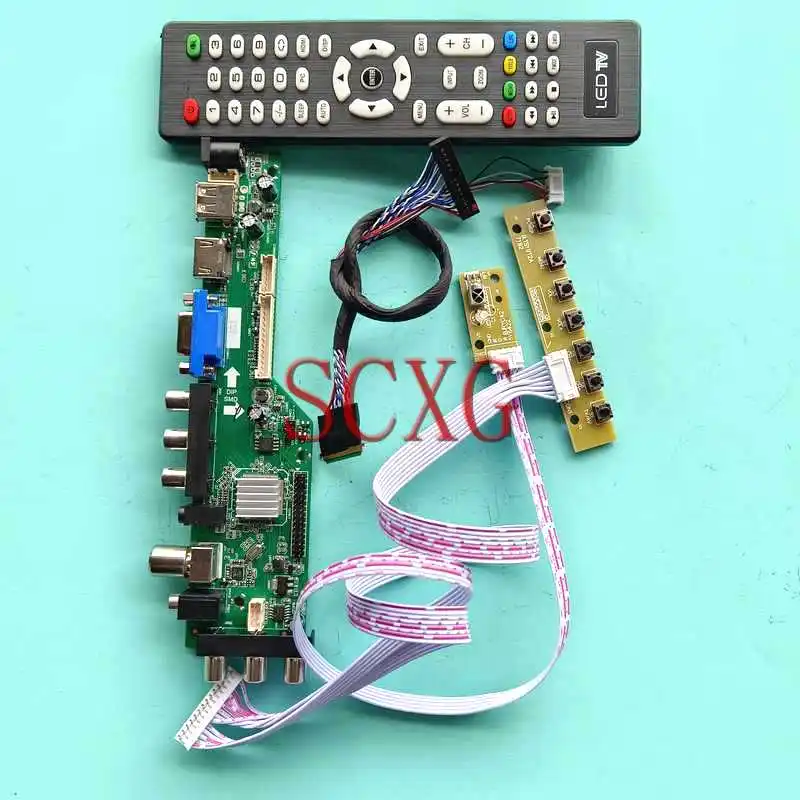 

DVB Digital LCD Matrix Controller Board Fit N156B6 N156BGE NT156WHM 15.6" AV RF USB 40 Pin LVDS VGA HDMI-Compatible Kit 1366*768