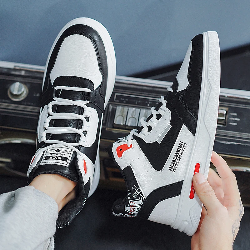 Autumn Winter Fashion Platform Men's Skate Shoes Breathable High-top Sneakers Men Lace-up Skateboarding Shoes Man basket homme