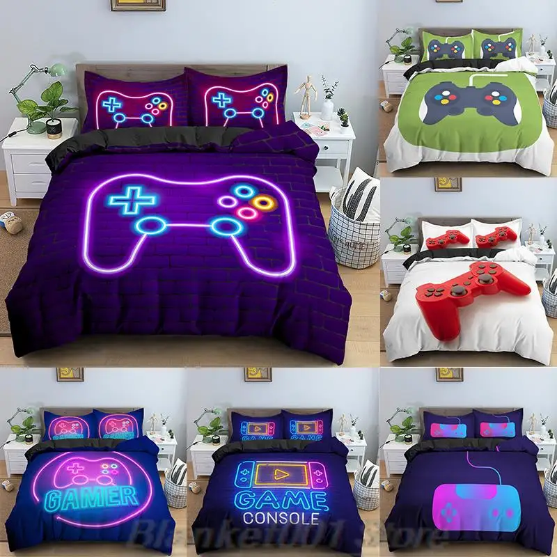 

Teens Gamer Duvet Cover For Kids Boys Girls Gamepad Printed 2/3Pcs and Pillow Case Bedding Sets EU/US/AU/UK Sing