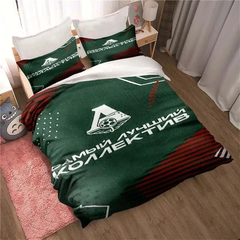 FC Lokomotiv Moscow Football Print Bedding Set Cute Quilt Cover Bed with Pillowcase Custom
