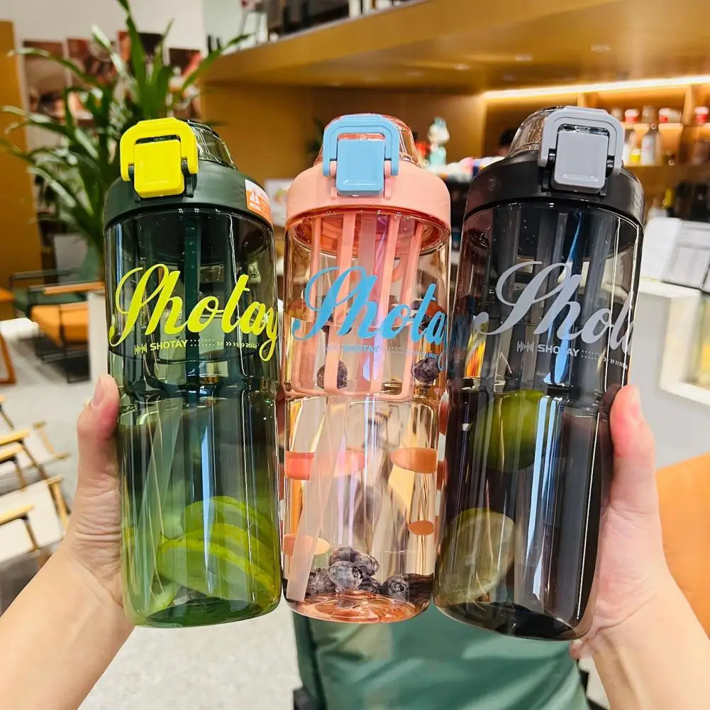 

950ml Water Bottle Large Capacity Leak-proof Transparent Drinking Kettle Simple Fitness Portable Straw Cup Outdoor Supply