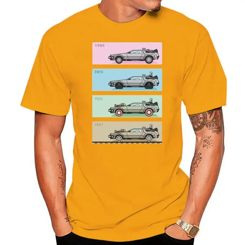 

Unique Harajuku Time Travel design men shirts Back to the Future Delorean x 4 T-Shirt novelty casual male Tops hipster Tees