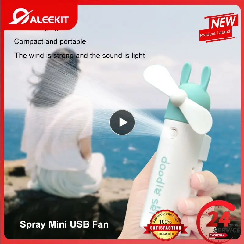 

Spray Fan USB Charging Continuous Work 6 Hours Cute Cute Ear Water Sprayer Fan Trend Student Portable Mini Lightweight Fan