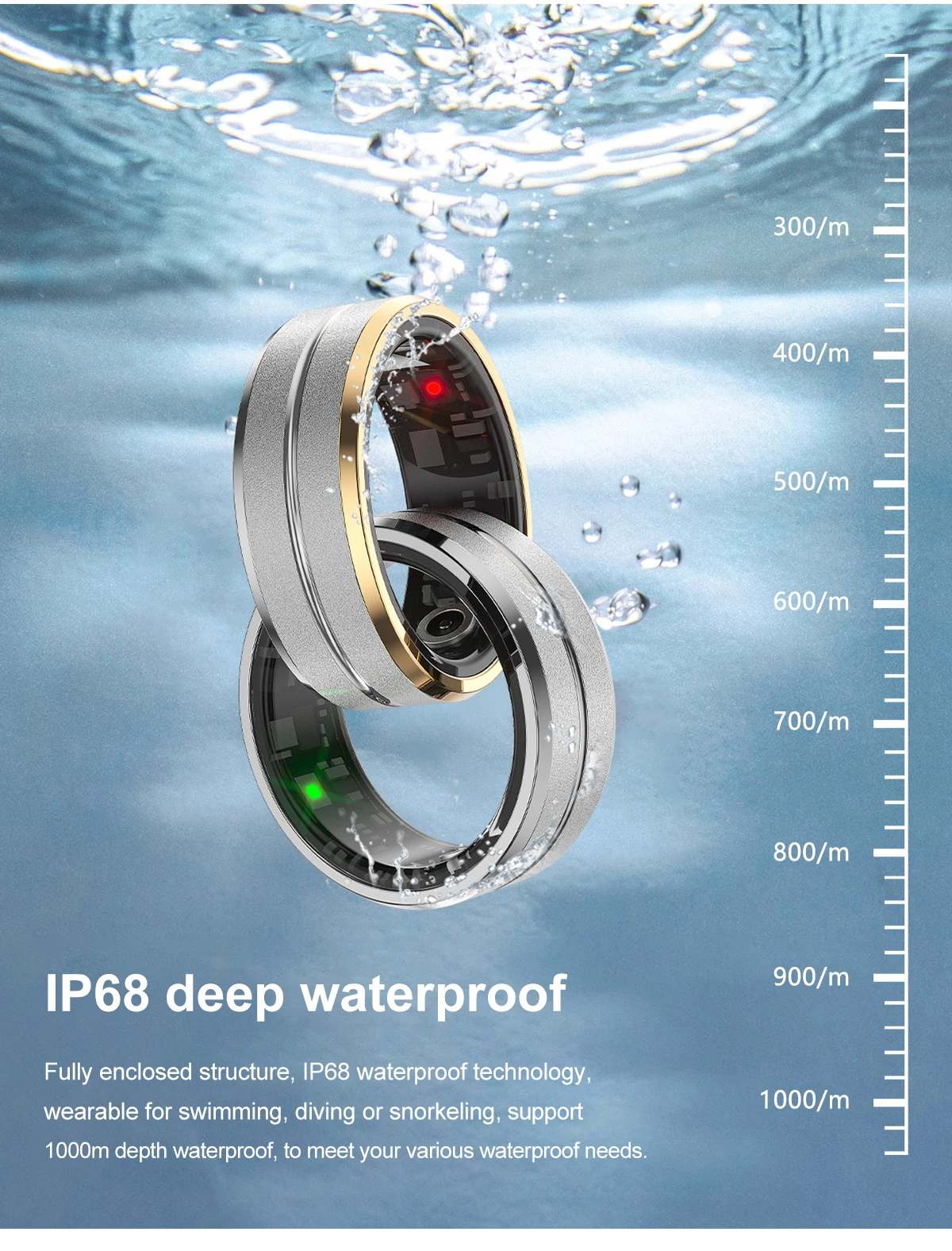Умное кольцо Uhoofit водонепроницаемое спортивное IP68 издание для мужчин и женщин