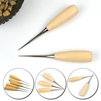 wooden handle awls diy leather tent sewing awl shoes repair tool hand stitcher leather craft awl punch hole leather tools