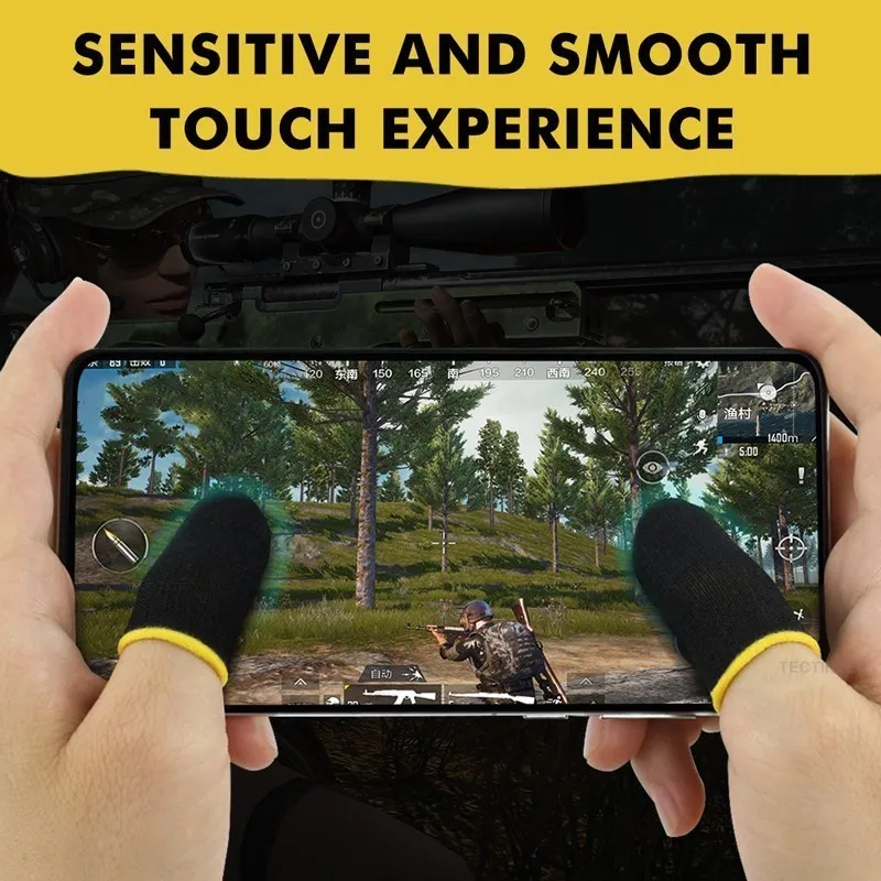 

Fiber Finger Cover Breathable Game Controller For PUBG Mobile Gaming Screen Touching Sweat-proof Non-Scratch Thumb Gloves 2pcs